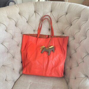 Gap Genuine Leather Large Tote Bag (Horse Charm Included)